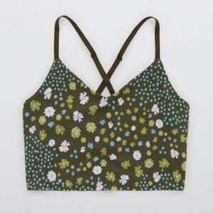 Aerie Offline Real Me Crossback Sports Bra in Olive Daze